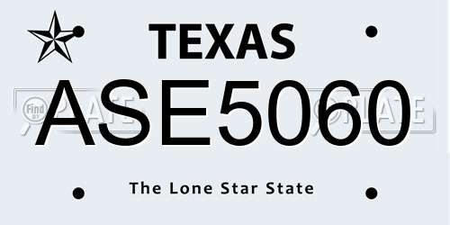 ASE5060 Texas License Plate