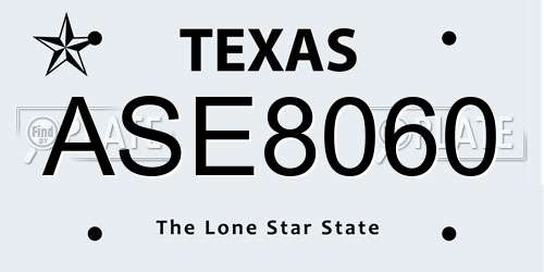ASE8060 Texas License Plate