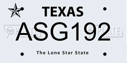 ASG192 Texas License Plate