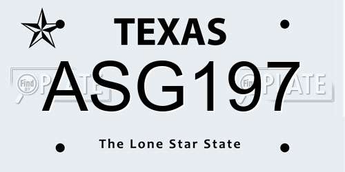 ASG197 Texas License Plate