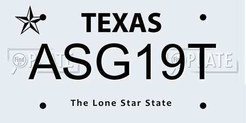 ASG19T Texas License Plate
