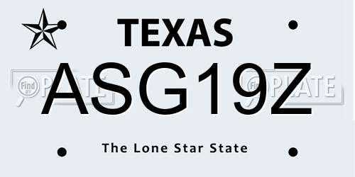 ASG19Z Texas License Plate
