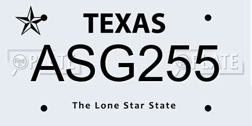 ASG255 Texas License Plate