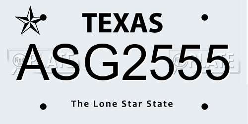 ASG2555 Texas License Plate