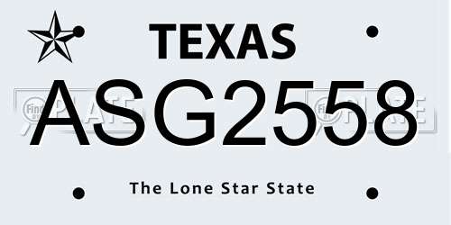 ASG2558 Texas License Plate