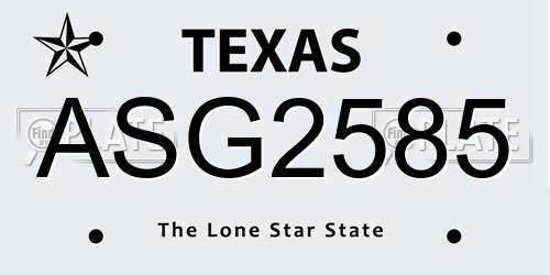 ASG2585 Texas License Plate