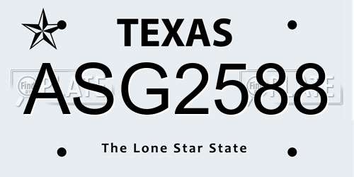 ASG2588 Texas License Plate
