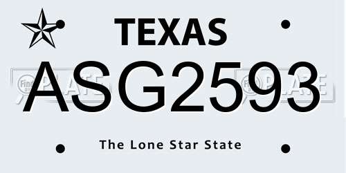 ASG2593 Texas License Plate