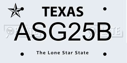 ASG25B Texas License Plate