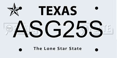 ASG25S Texas License Plate