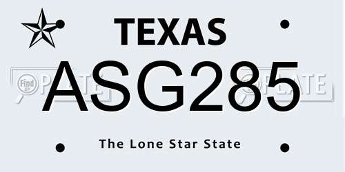 ASG285 Texas License Plate