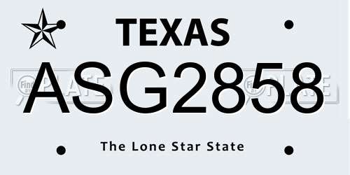 ASG2858 Texas License Plate