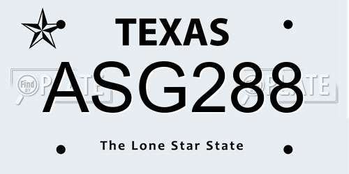 ASG288 Texas License Plate