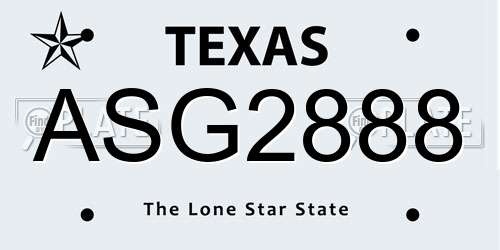 ASG2888 Texas License Plate