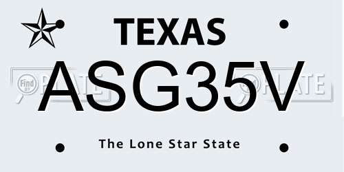 ASG35V Texas License Plate
