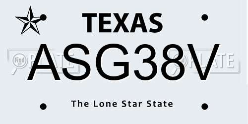 ASG38V Texas License Plate