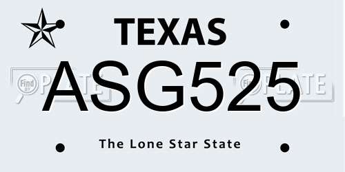 ASG525 Texas License Plate