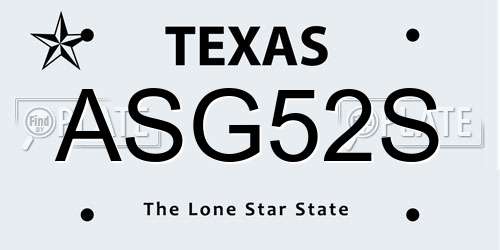 ASG52S Texas License Plate
