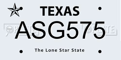 ASG575 Texas License Plate