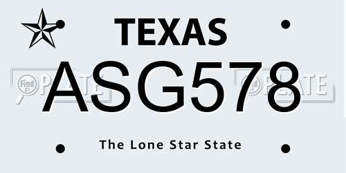 ASG578 Texas License Plate