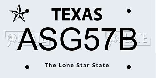 ASG57B Texas License Plate