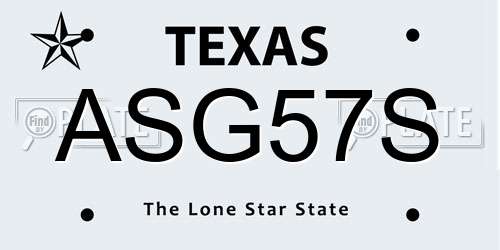 ASG57S Texas License Plate