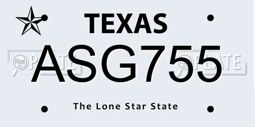 ASG755 Texas License Plate
