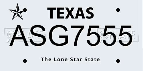 ASG7555 Texas License Plate