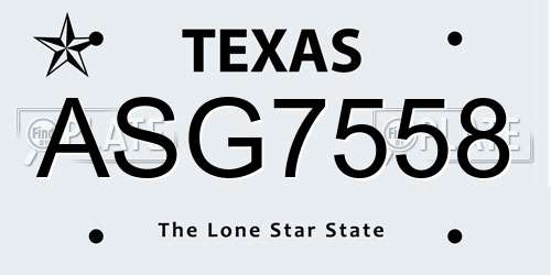 ASG7558 Texas License Plate