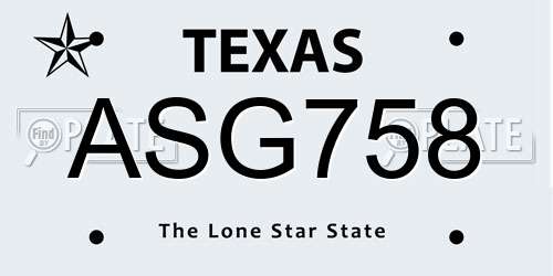 ASG758 Texas License Plate