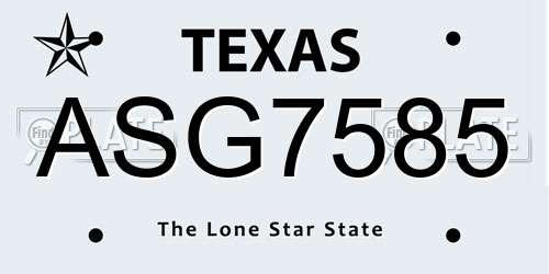 ASG7585 Texas License Plate