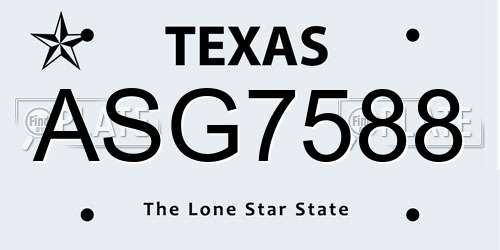 ASG7588 Texas License Plate