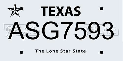 ASG7593 Texas License Plate