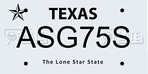 ASG75S Texas License Plate