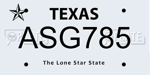 ASG785 Texas License Plate