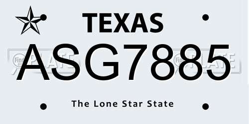 ASG7885 Texas License Plate