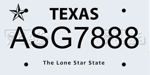 ASG7888 Texas License Plate