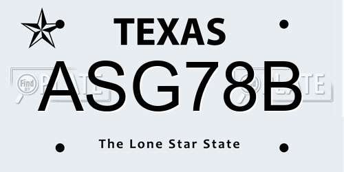 ASG78B Texas License Plate