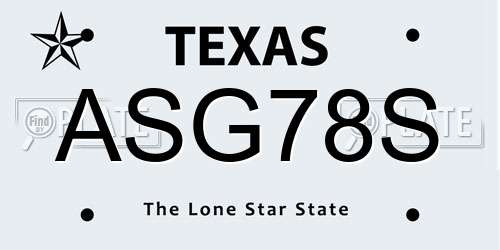 ASG78S Texas License Plate