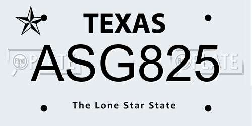 ASG825 Texas License Plate
