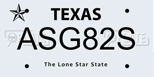 ASG82S Texas License Plate