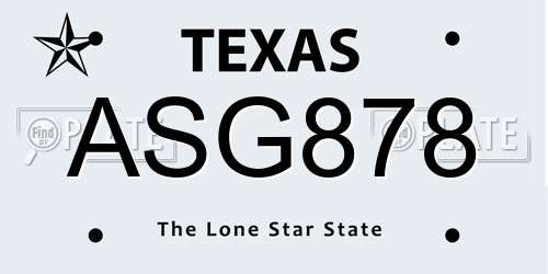 ASG878 Texas License Plate