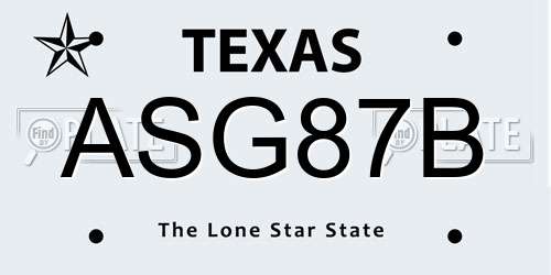 ASG87B Texas License Plate