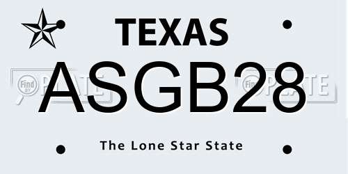 ASGB28 Texas License Plate