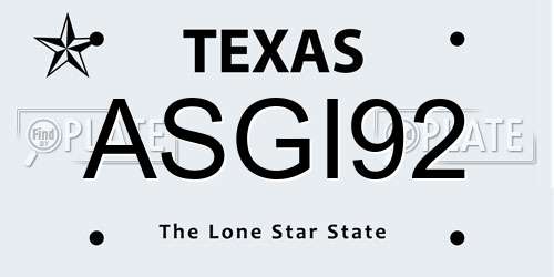 ASGI92 Texas License Plate