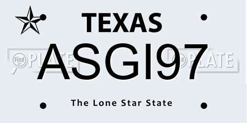 ASGI97 Texas License Plate