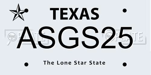 ASGS25 Texas License Plate