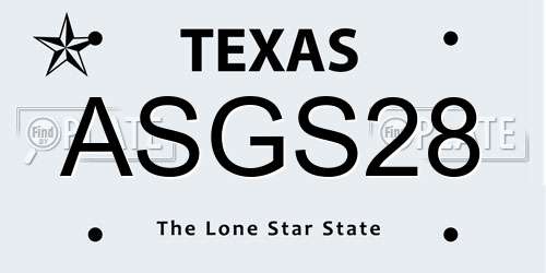 ASGS28 Texas License Plate