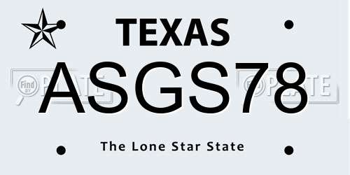 ASGS78 Texas License Plate