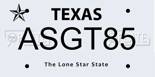 ASGT85 Texas License Plate